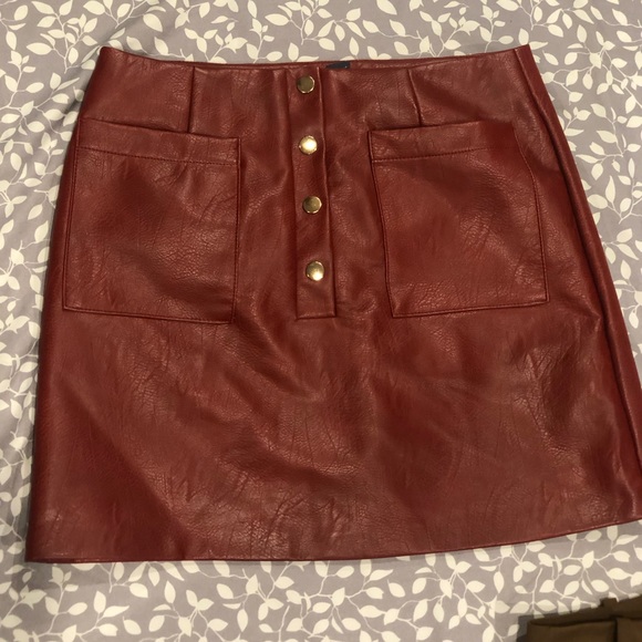 Red leather skirt